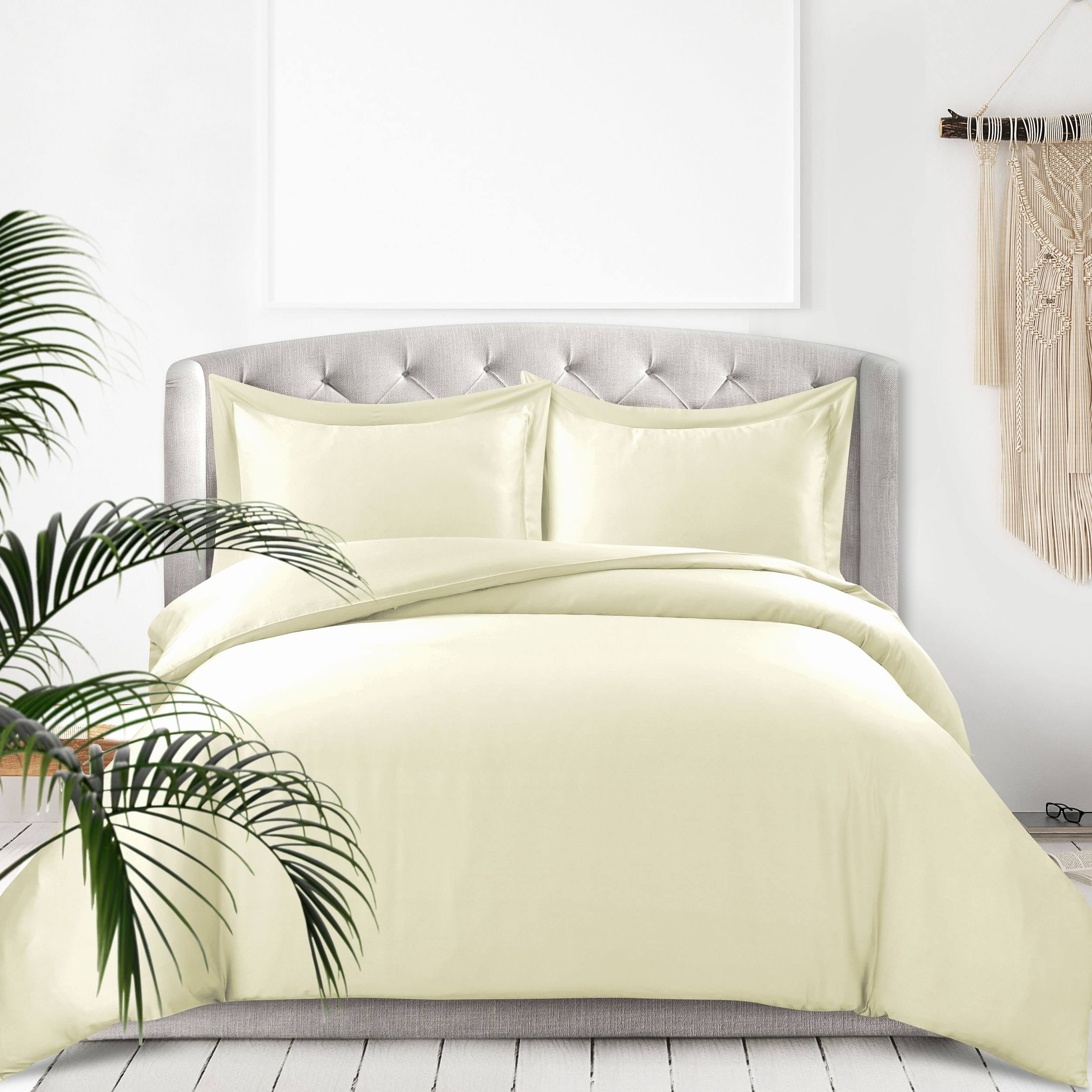 Rayon from Bamboo 300 Thread Count Oversized Duvet Cover Set (Ivory - Queen)