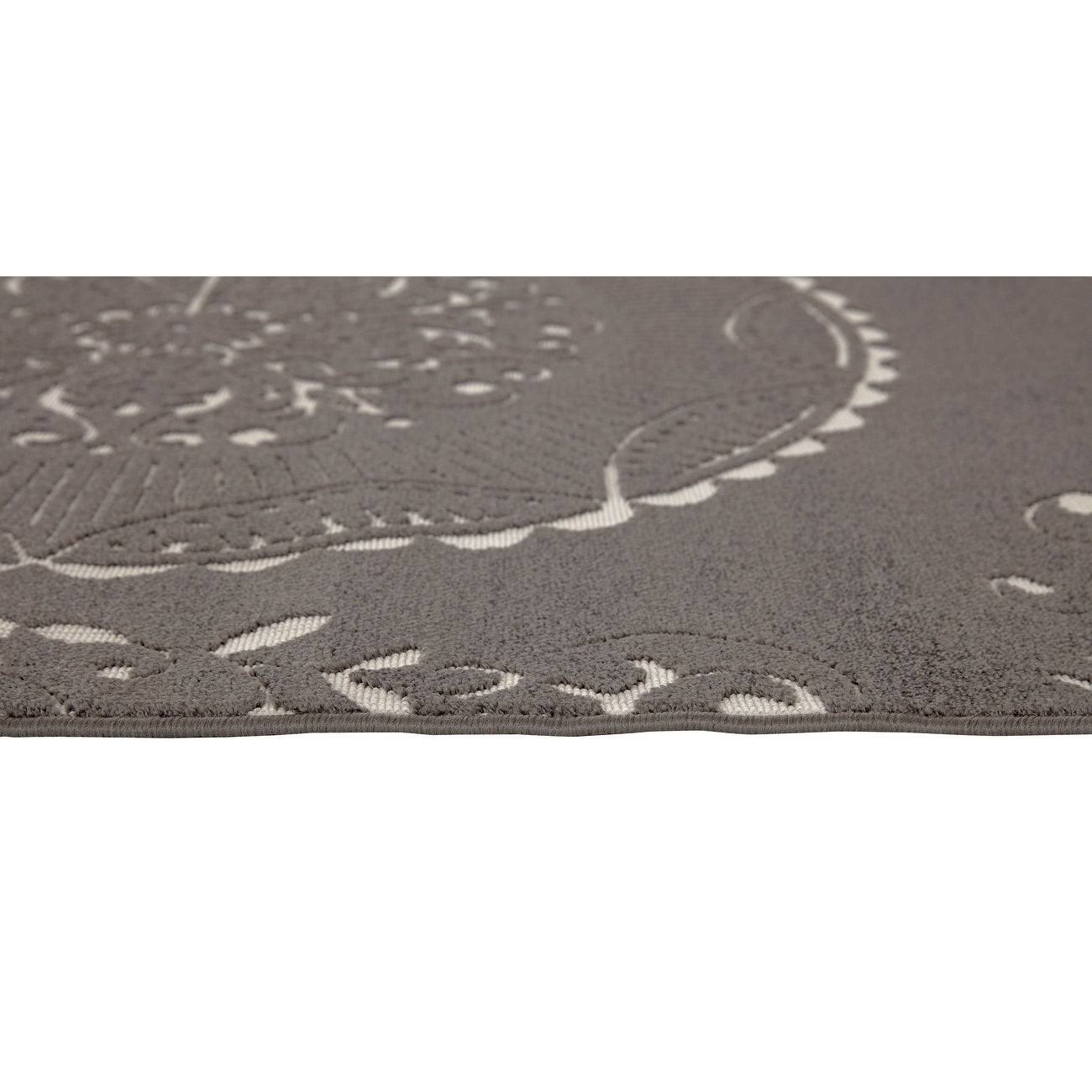 BALTA Meticulous Medallion Charcoal Grey - 5'3 x 7'6, Beige