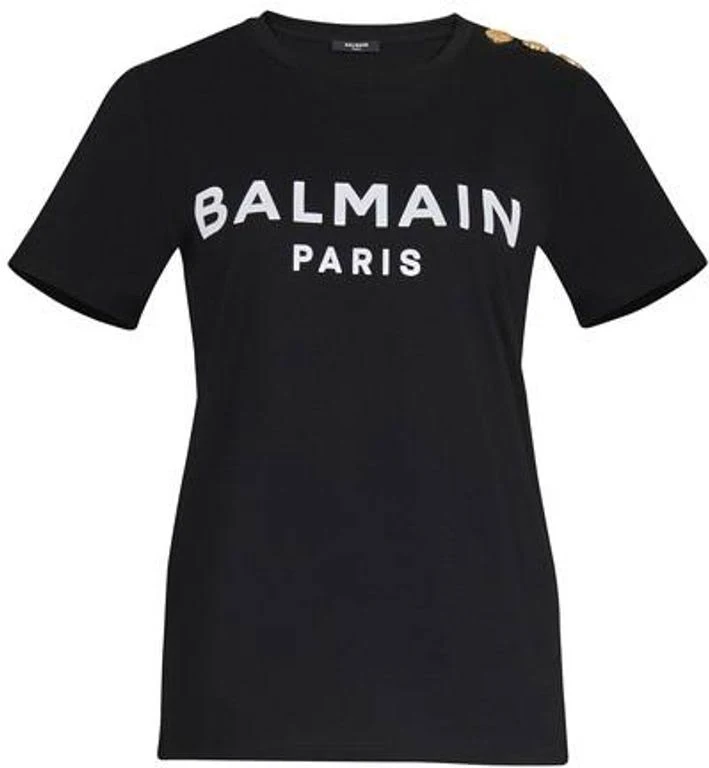 Balmain - Logo Buttoned T-Shirt, Women , Black
