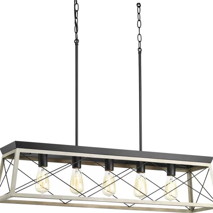 Delon 5 - Light Kitchen Island Linear Pendant - Graphite/Whitewash