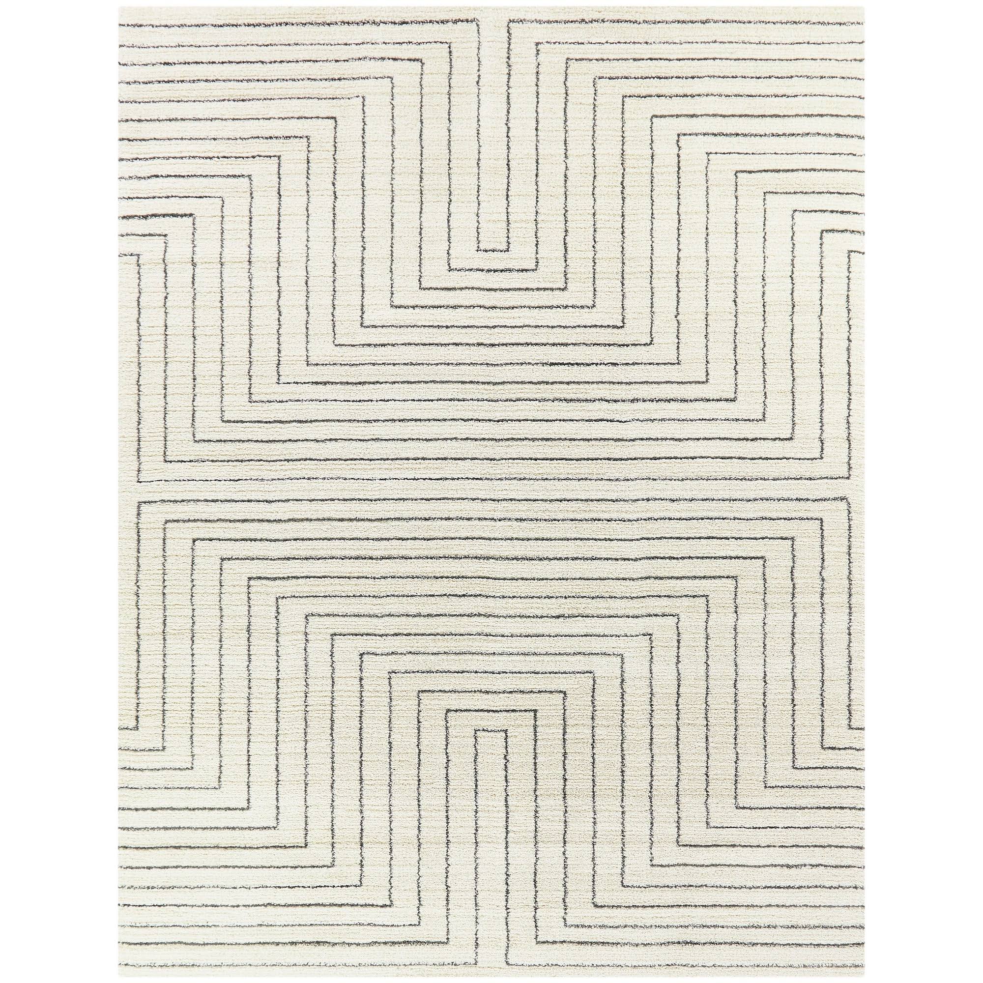 Carmody Modern Art Deco Stripe Area Rug - 2&7x22 x 7& Runner - Charcoal