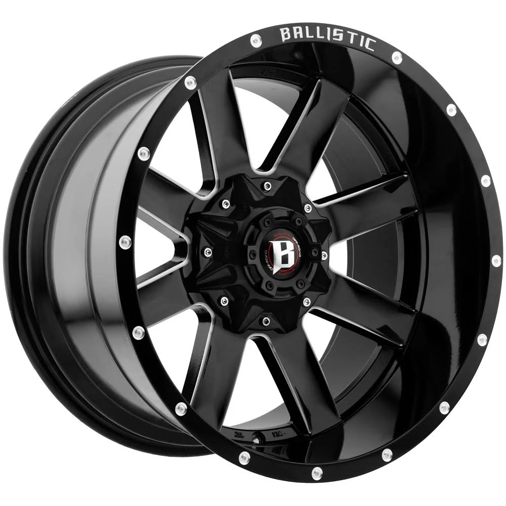 Ballistic 959 Rage 22x12 8x170/8x180 -44mm Black/Milled Wheel Rim