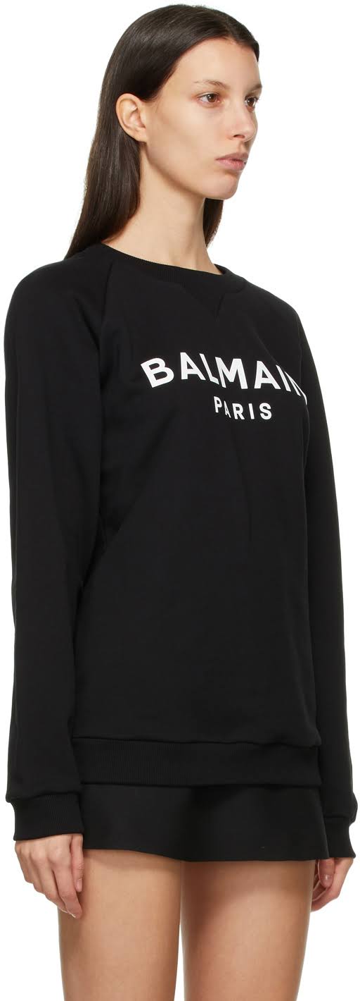 Balmain Logo Cotton Jersey Sweatshirt - Black - Sweatshirts