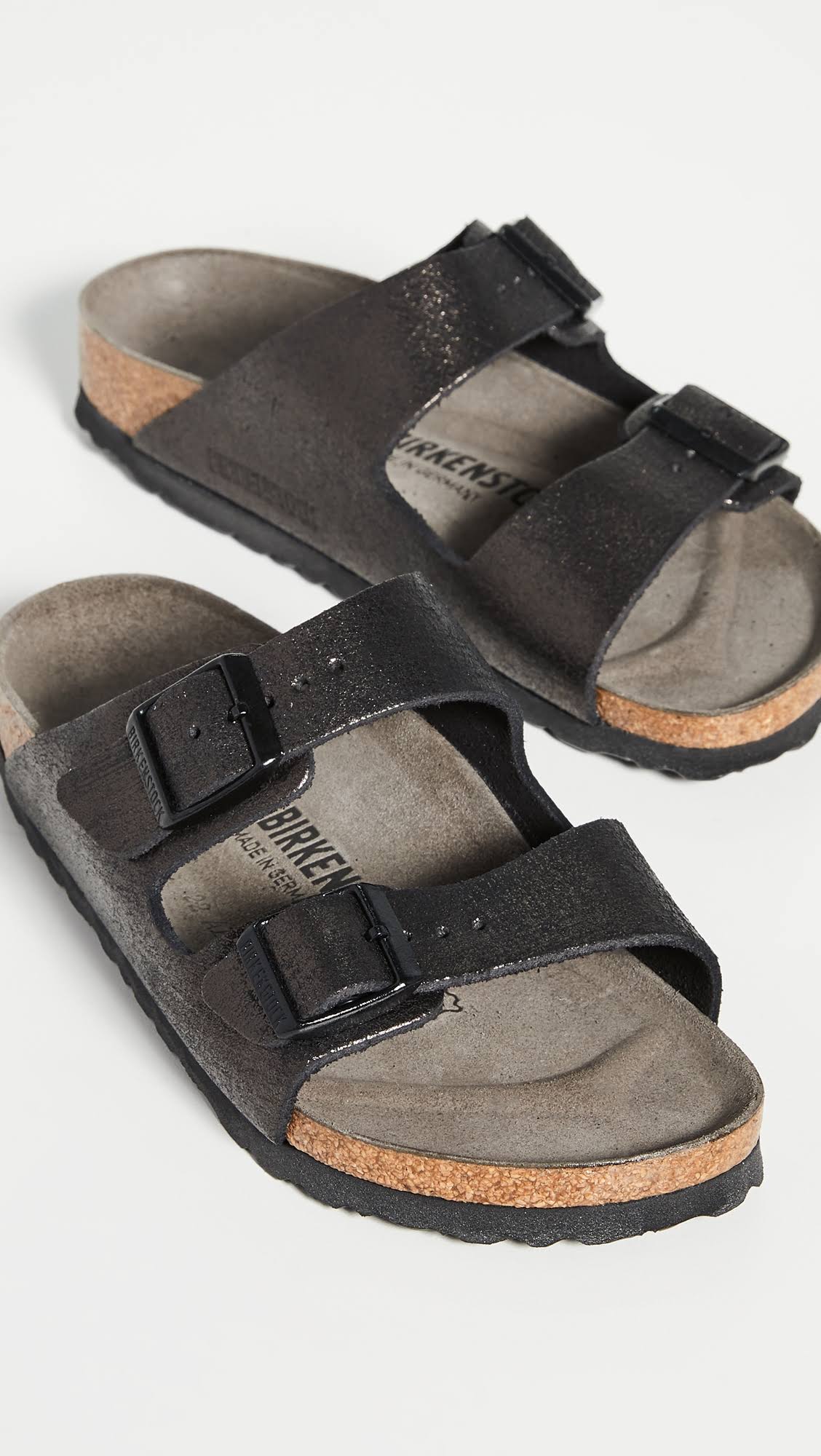 Birkenstock Women's Arizona Sandal - 36 - Washed Metallic Antique Black