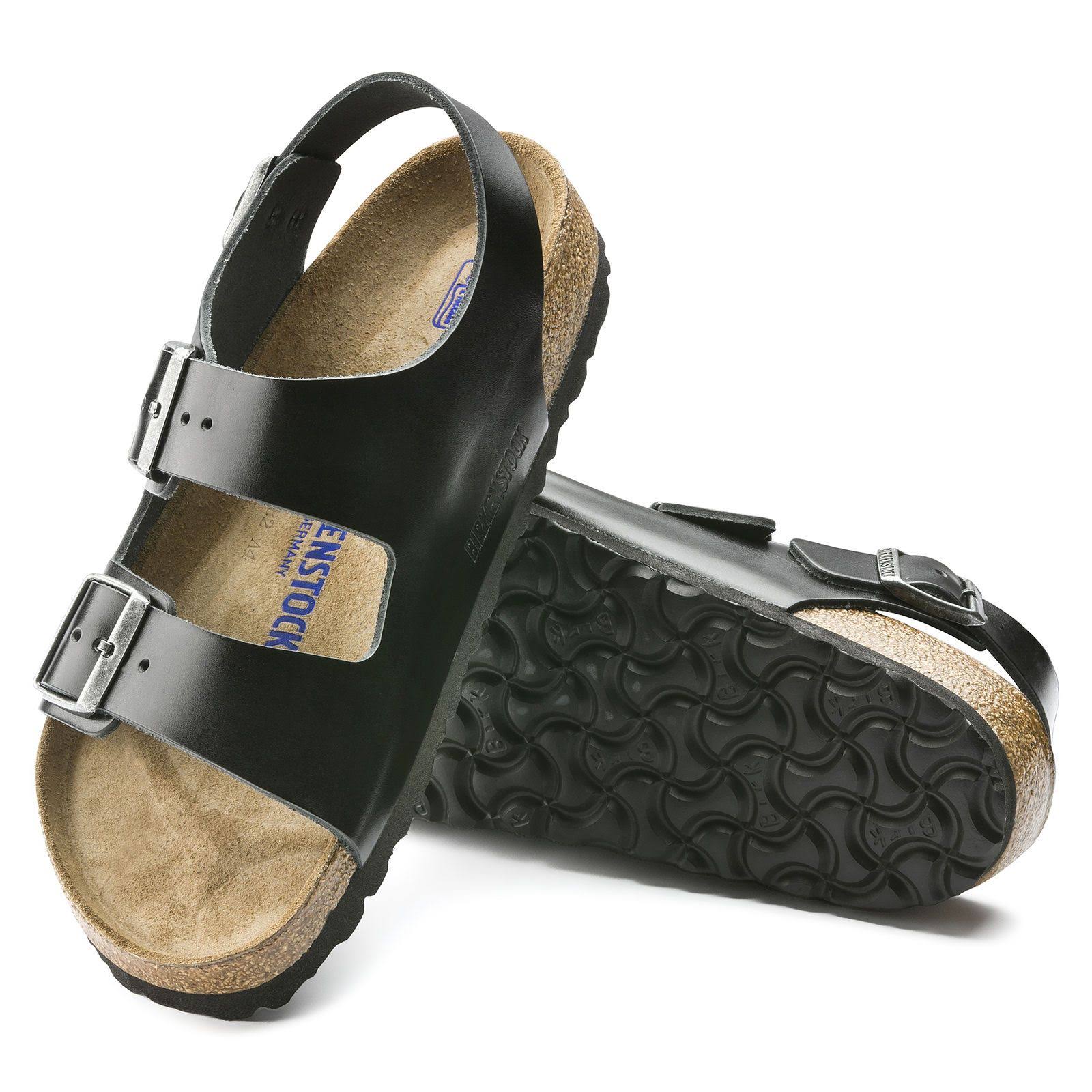 Birkenstock Milano Soft Footbed Sandal - 36 - Black Amalfi Leather