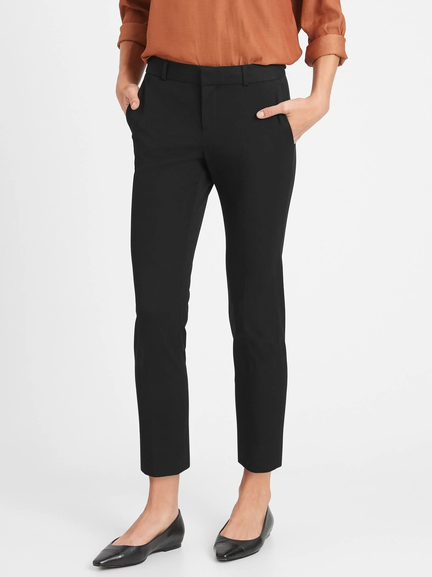 Banana Republic Women's Avery Straight-Fit Washable Bi-Stretch Pant Black Size 0 Regular