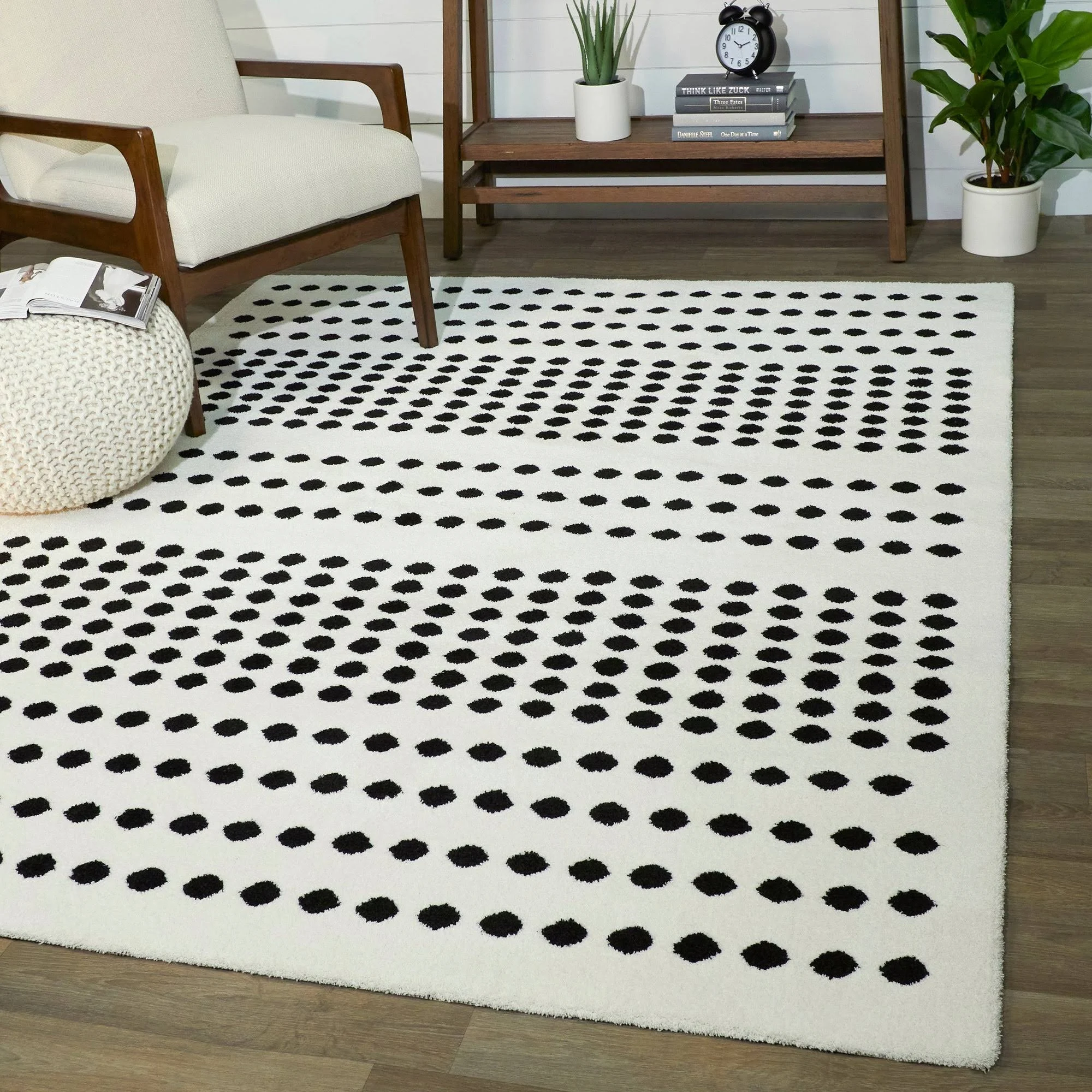 Balta Seurat White 5 ft. x 7 ft. Modern Dots Area Rug