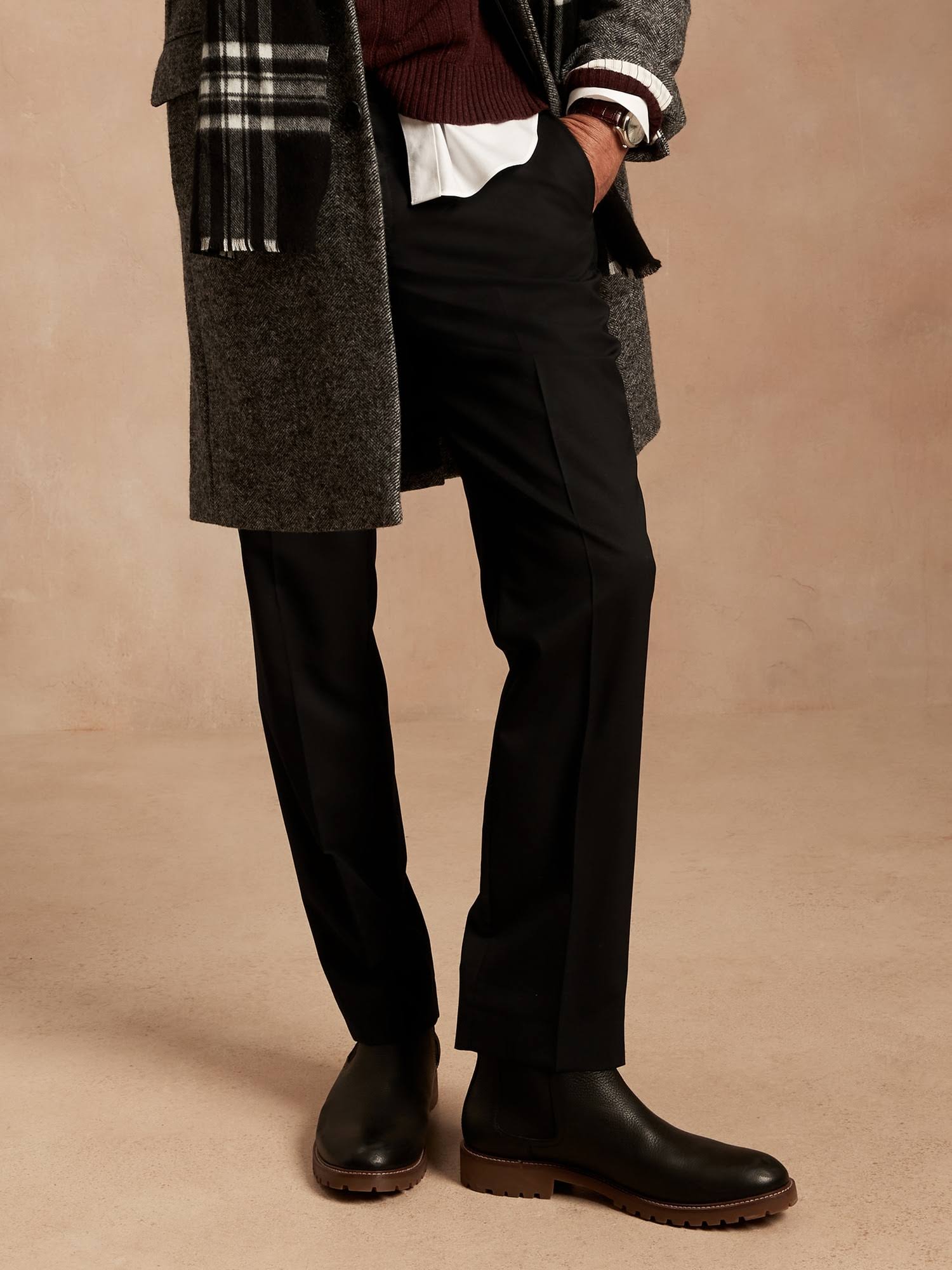 Banana Republic Men's Slim Solid Italian Wool Suit Pant Black Size 42W 34L