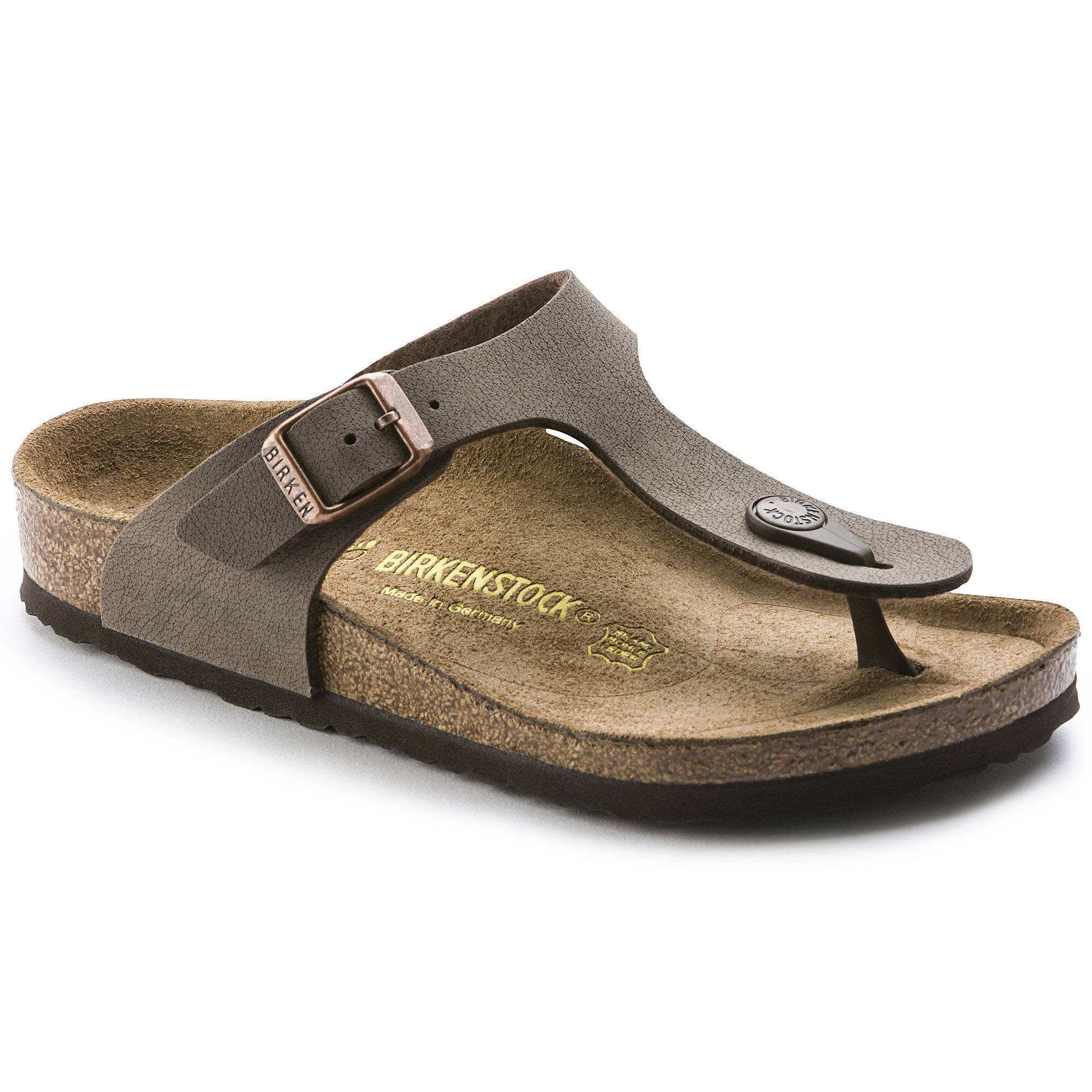Birkenstock Kids Gizeh Birko-Flor Nubuck Mocha Thong Sandals