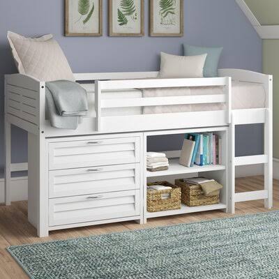Kauai Twin Solid Wood Platform Loft Bed with Bookcase by Sand & Stable Baby & Kids Sand & Stable Baby & Kids Bed