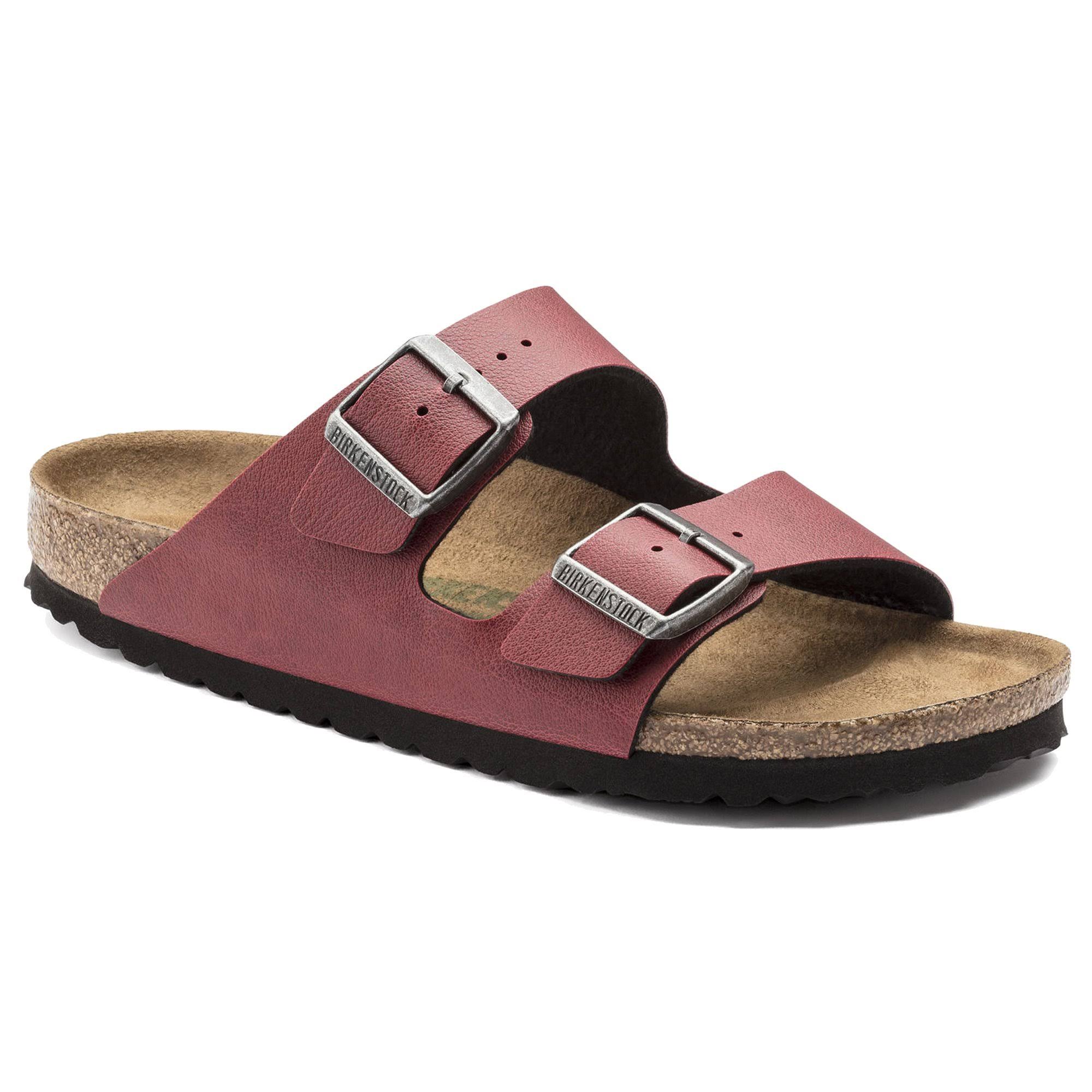 Women's Birkenstock Arizona Birko-Flor Slide Sandal, Size 9-9.5US / 40EU D - Burgundy