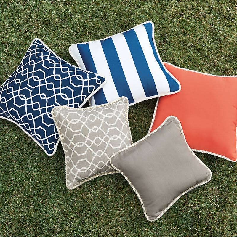 Corded Pillows - 20 inch Square Robins Stripe Black Sunbrella - Ballard Designs