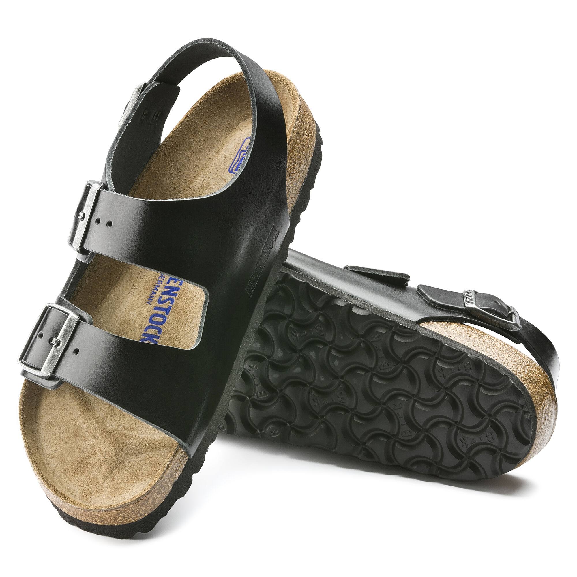 Birkenstock 234531: Milano Black Unisex Soft Footbed Leather Sandal (41 M EU)