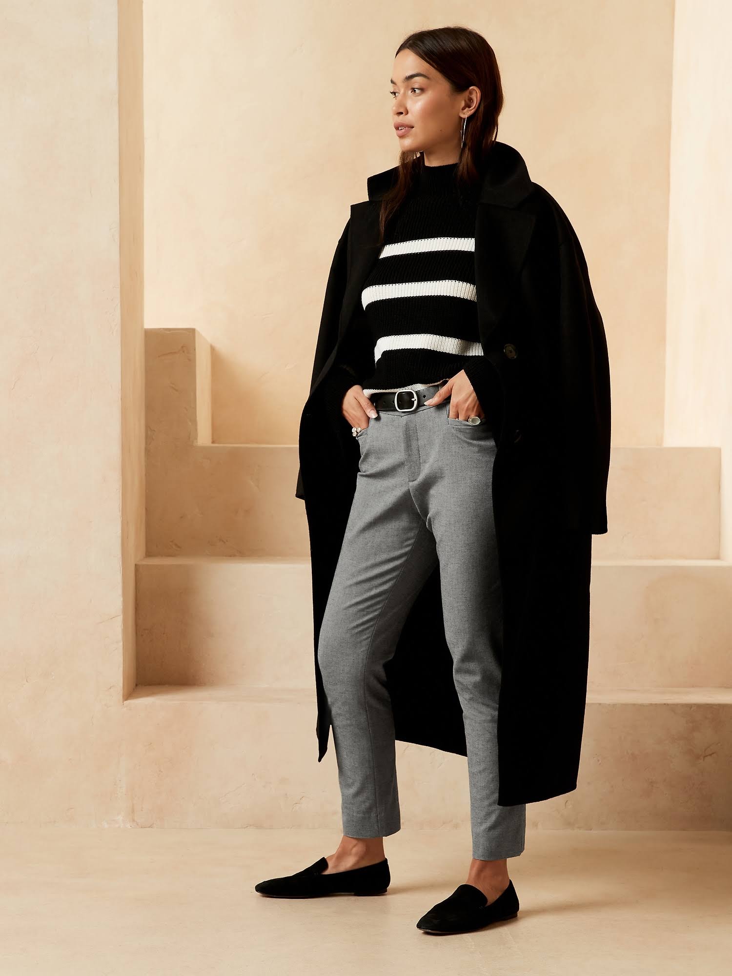 Banana Republic Women's Curvy Mid-Rise Skinny Sloan Pant Dark Gray Size 6 Long