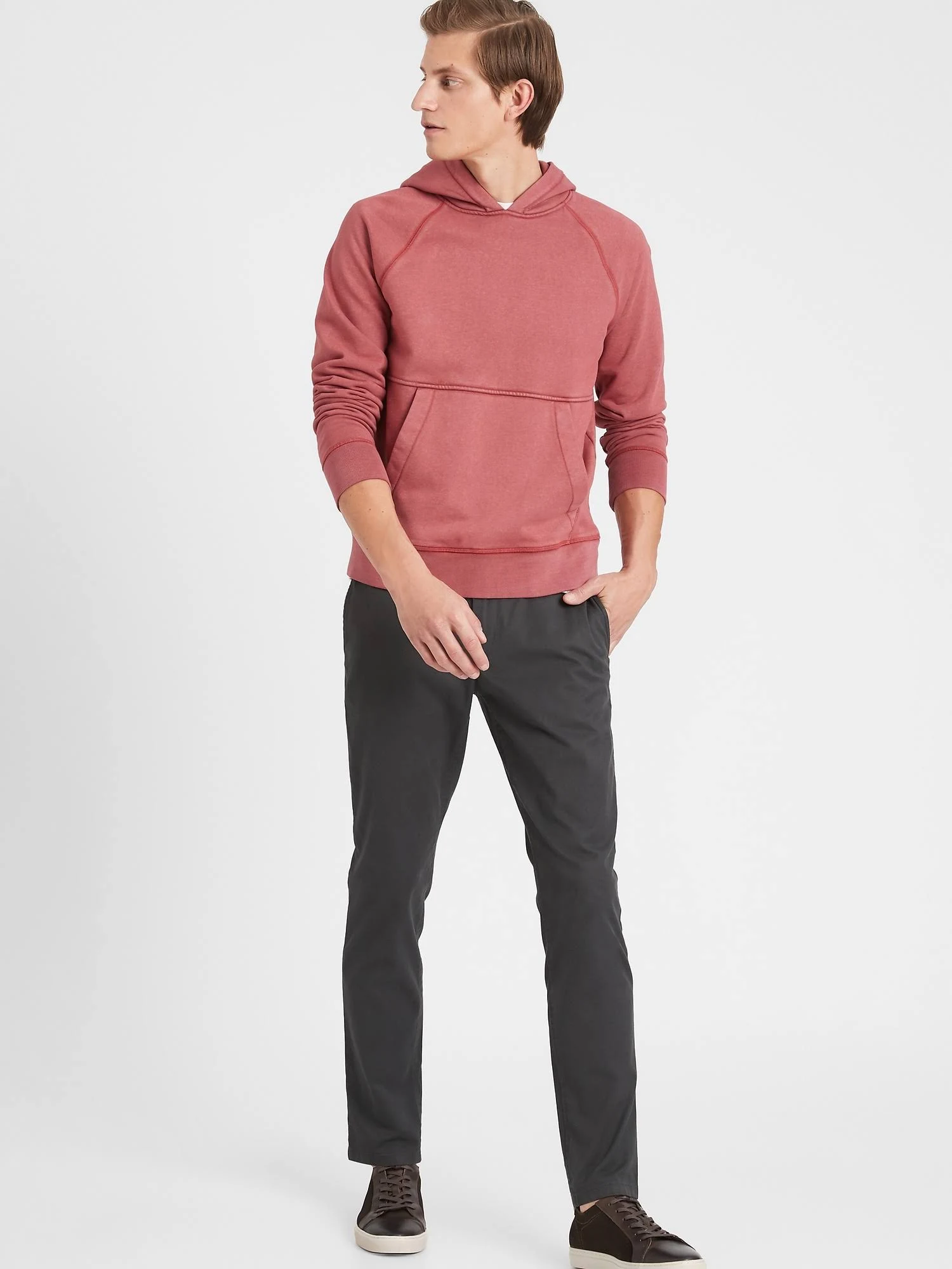 Banana Republic Men's Fulton Skinny Stretch Chino Pant Charcoal Tall Size 42W 36L