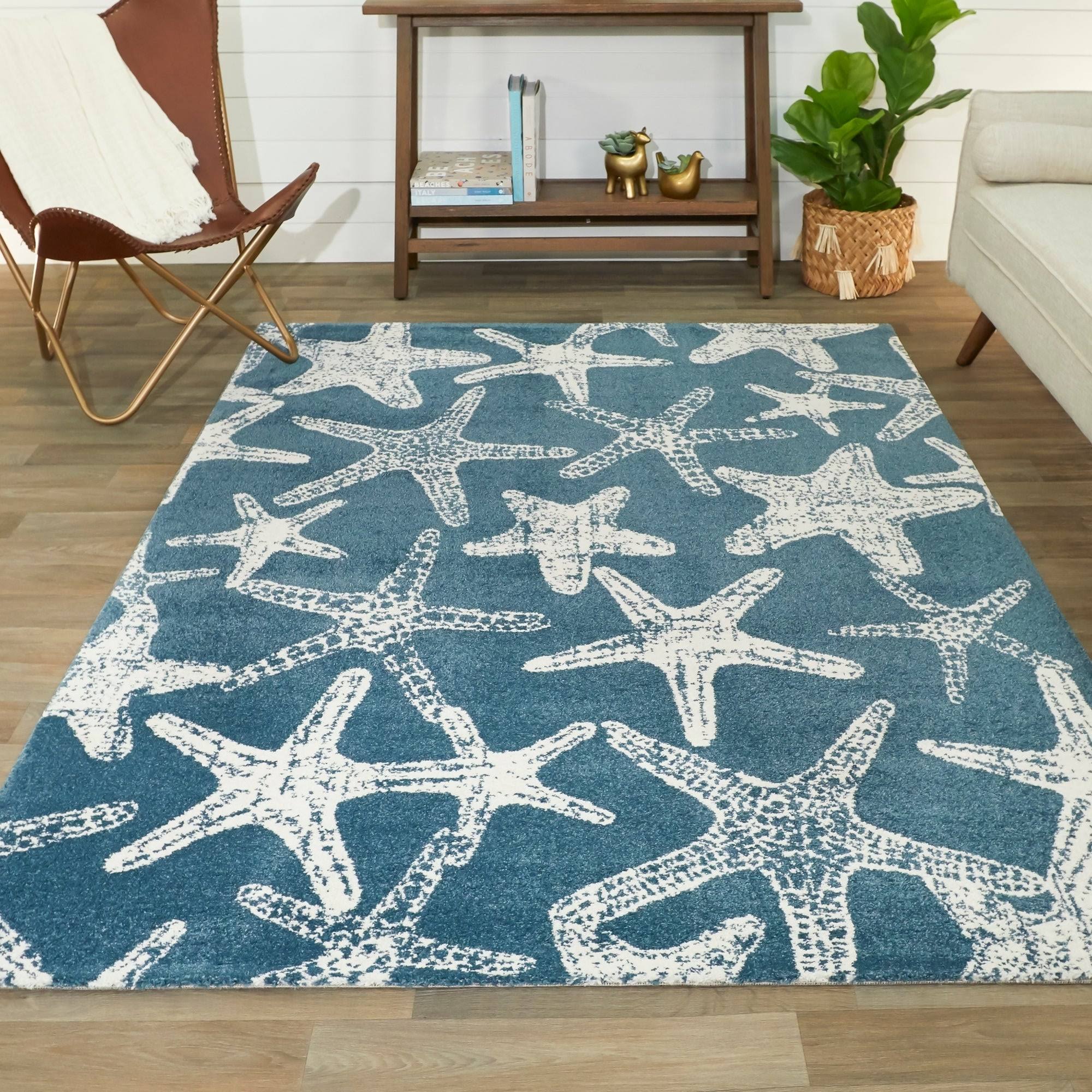Balta Leyton Blue/White 8 ft. x 10 ft. Starfish Print Area Rug