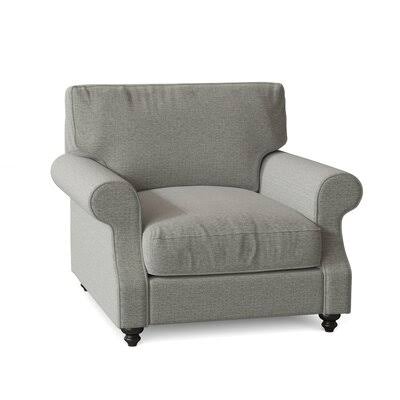 Birch Lane Woburn 39x22 Wide Down Cushion Armchair Body Fabric: Vault Spa, Leg Color: Black Walnut