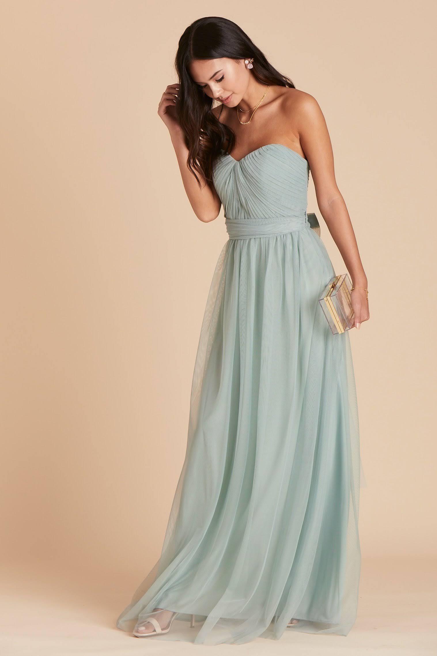 Birdy Grey Christina Convertible Tulle Bridesmaid Dress in Sage Xs / Sage