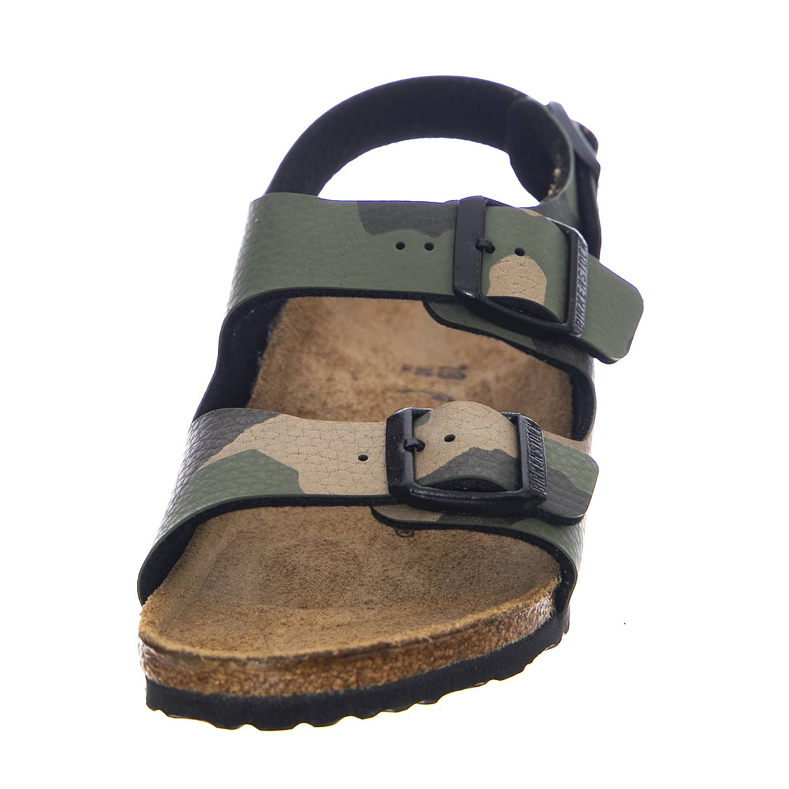 Birkenstock Milano Birko Flor Kids Sandals - Desert Soil Camo Khaki