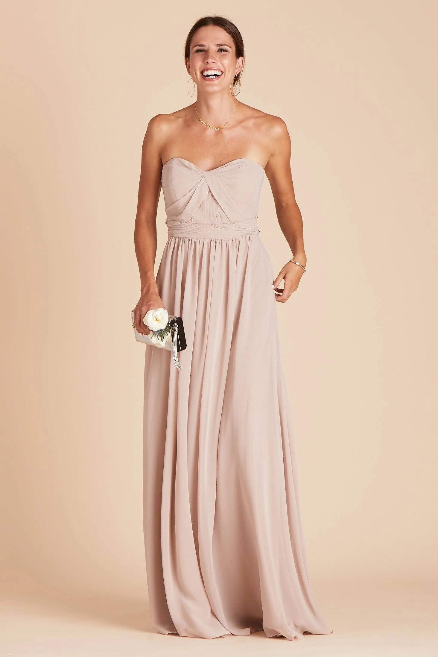 Birdy Grey Grace Convertible Chiffon Bridesmaid Dress in Taupe XXL / Taupe