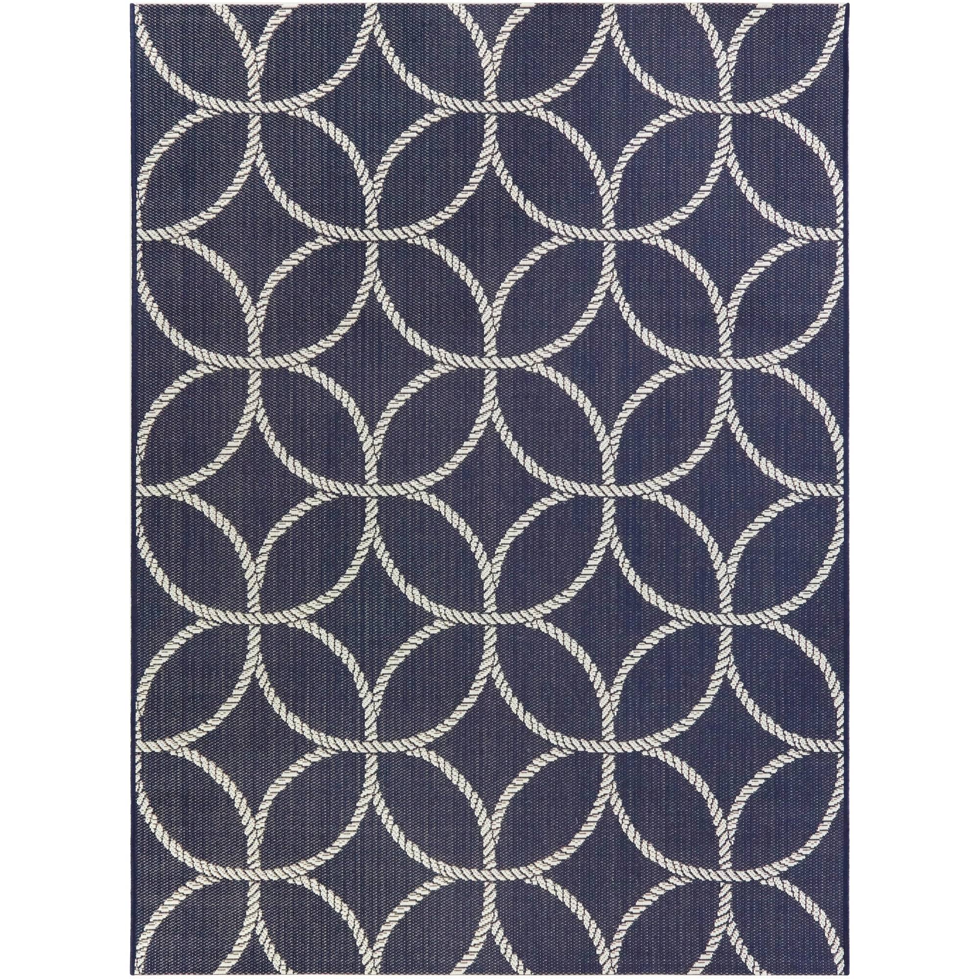 Murphy Nautical Medallion Indoor/Outdoor Area Rug - 5&3x22 x 7& - Navy