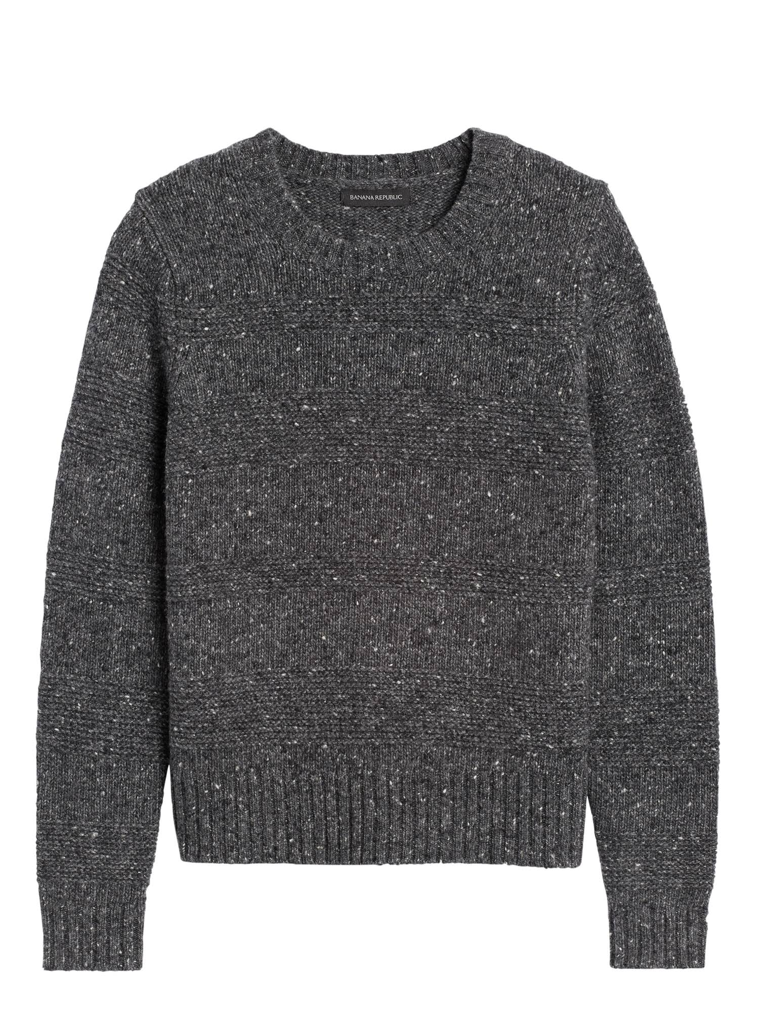 Banana Republic Women's Textured-Stripe Sweater Heather Charcoal Gray Size M