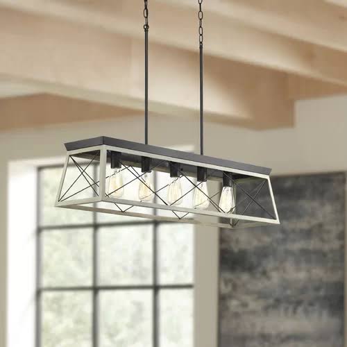Delon 5 - Light Kitchen Island Linear Pendant - Graphite/Whitewash