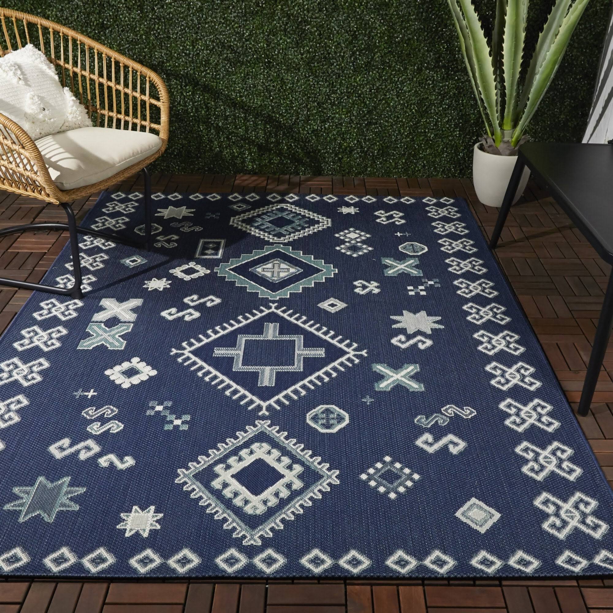 Delgado Southwestern Patio Indoor/Outdoor Area Rug - 7&10x22 x 10& - Blue