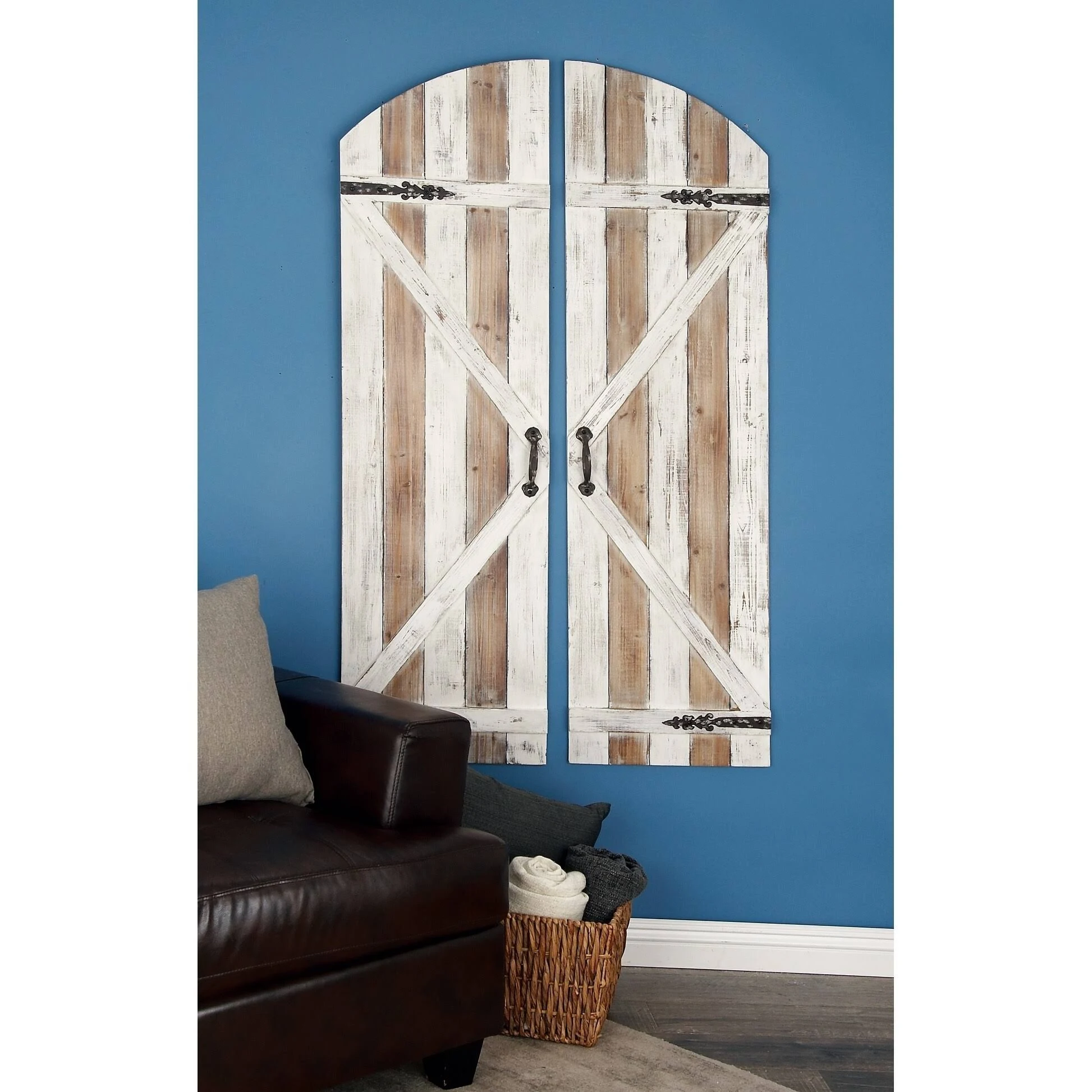 Benzara 2 Piece Wood Metal Wall Plaque Set