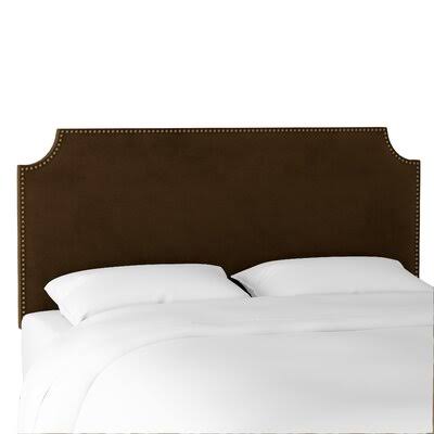 Alamak Velvet Notched Nail Button Upholstered Panel Headboard Willa Arlo Interiors Size: King, Color: Chocolate