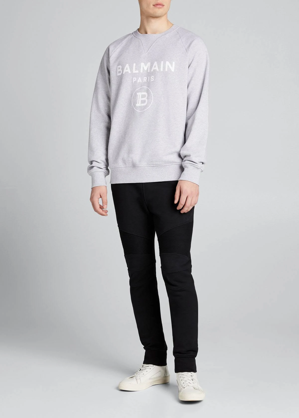 Balmain Men's Logo-Print Sweatshirt, Grey/Lt Pink, Men's, L
