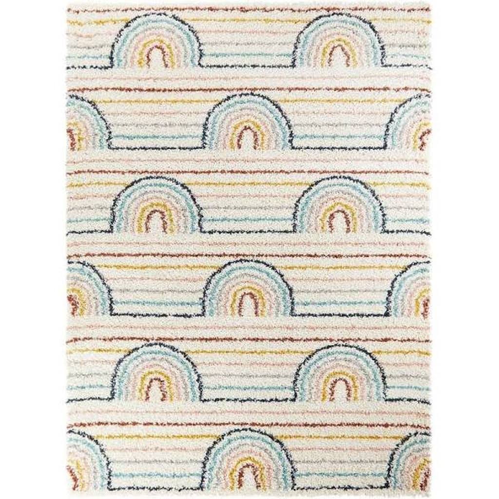 BALTA Hailey Rainbow Shag White 5 ft. x 7 ft. Area Rug