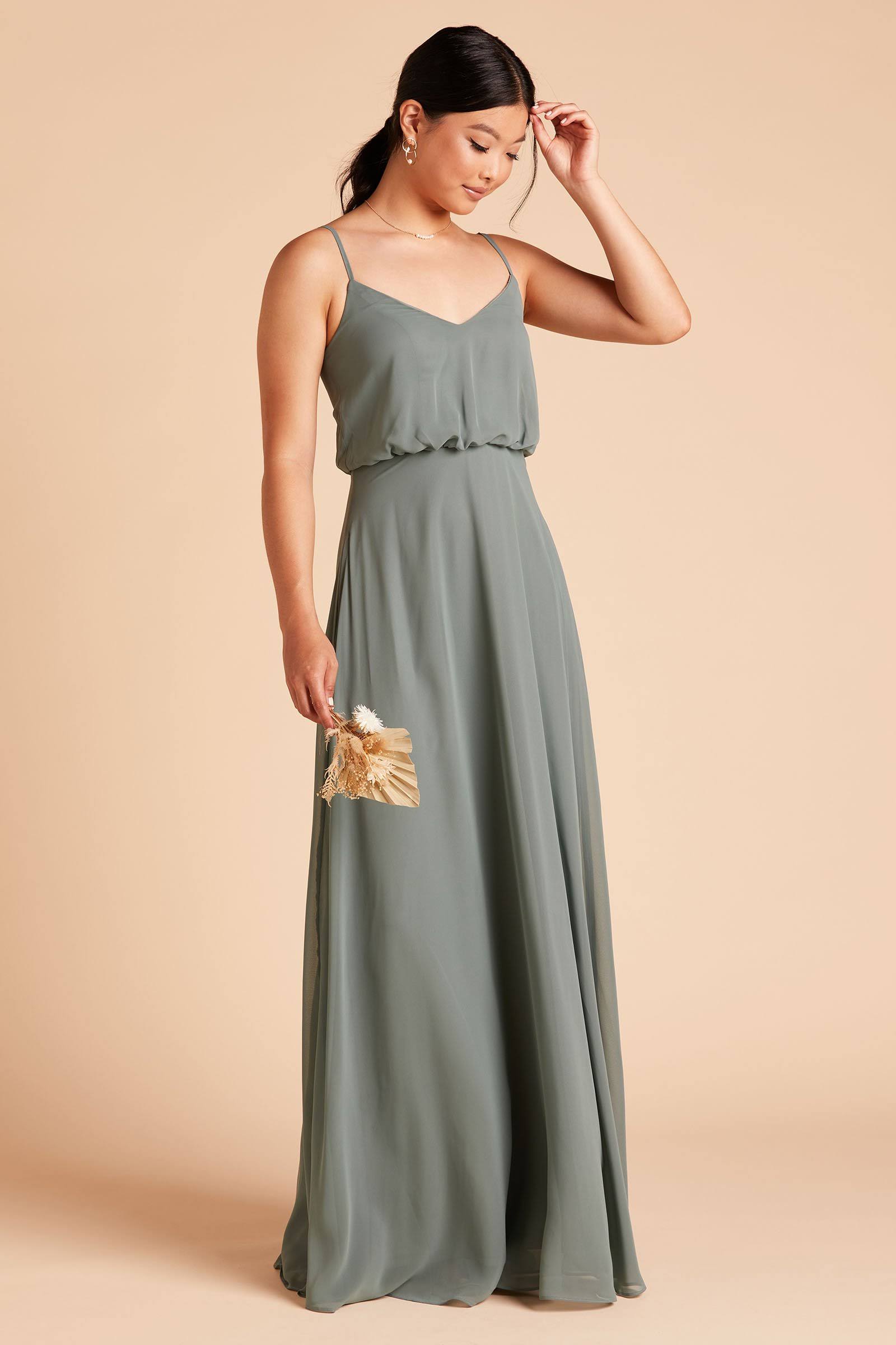 Birdy Grey Gwennie Chiffon Bridesmaid Dress in Sea Glass XXL / Sea Glass / No Slit