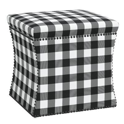 Birch Lane Joao 19'' Wide Rectangle Storage Ottoman Fabric: Classic Gingham Black Cotton, Nailhead Detail: Pewter