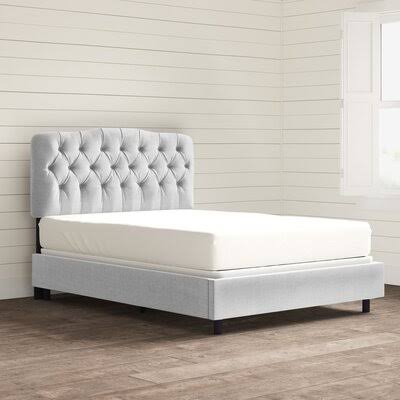 Stella Upholstered Low Profile Standard Bed Birch Lane Color: Cotton Twill White, Size: California King