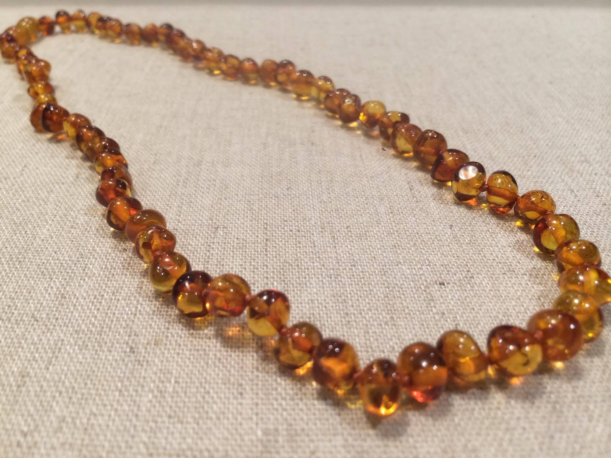 Adult Baltic Amber Arthritis Carpal Tunnel Sciatica Migraine Back Pain - Polished Honey 17 inch