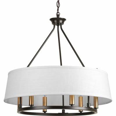 Hughett 6 - Light Shaded Drum Chandelier Finish: Antique Bronze