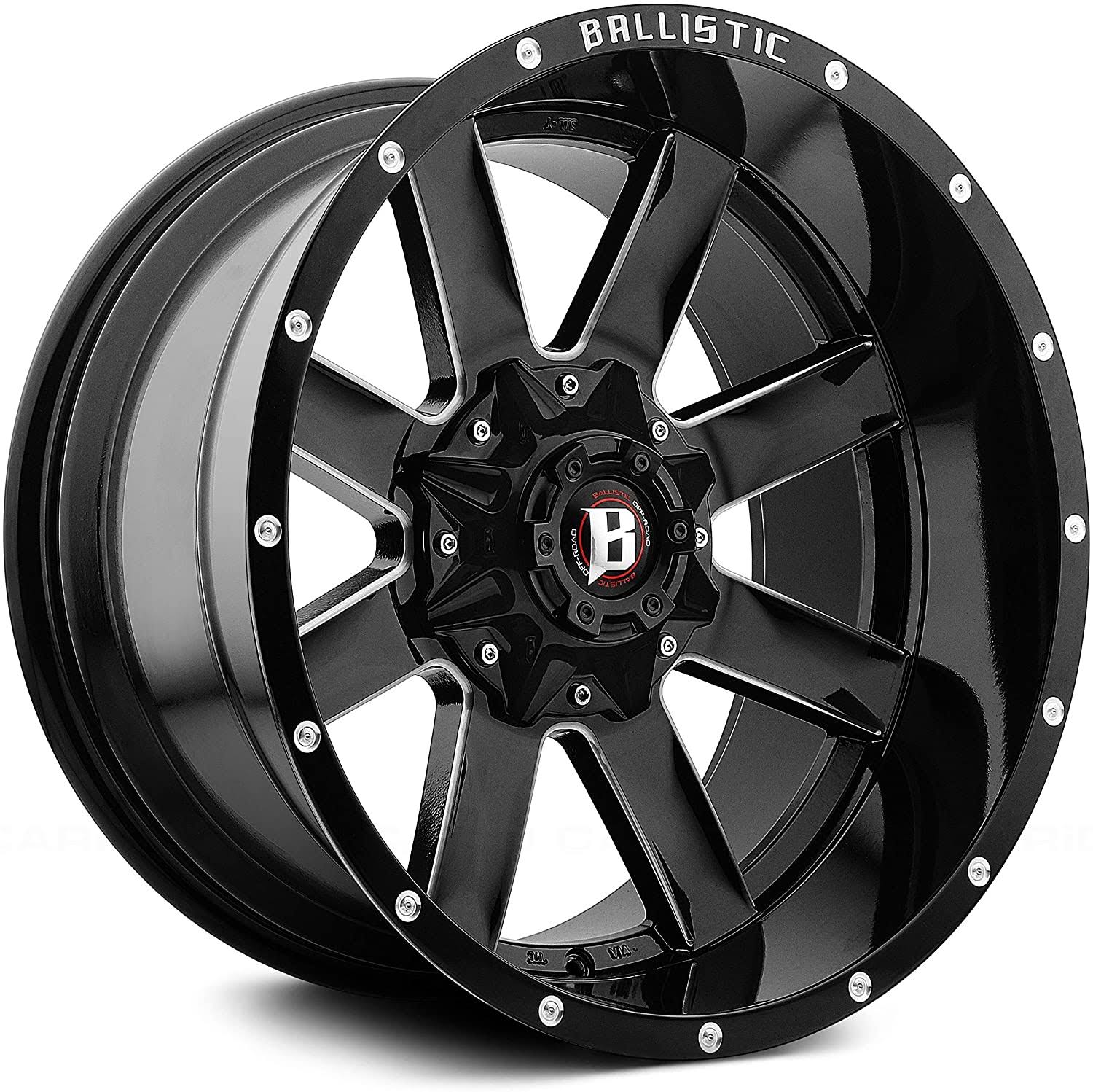 Ballistic 959 Rage 20x10 6x135/6x139.7 -19mm Black/Milled Wheel Rim