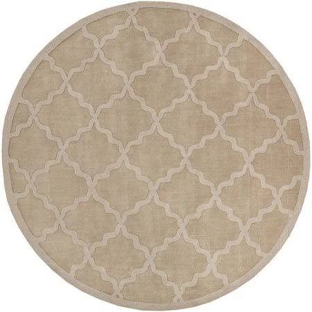 Charlton Home Blankenship Tan Wool Abbey Area Rug, Size: Round 9'9 inch, Beige