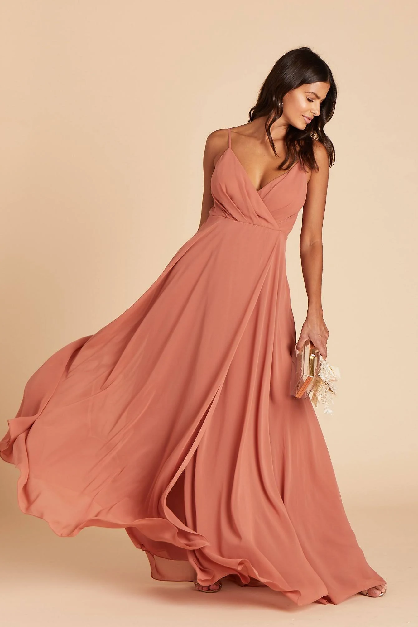 Birdy Grey Kaia Chiffon Bridesmaid Dress in Terracotta XXL / Terracotta