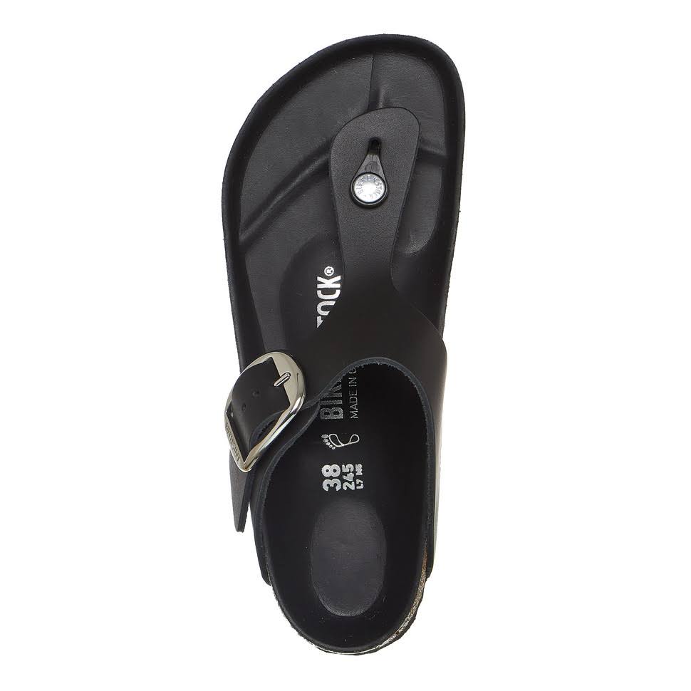 Birkenstock Gizeh Big Buckle Natural Leather Black Thong Sandals