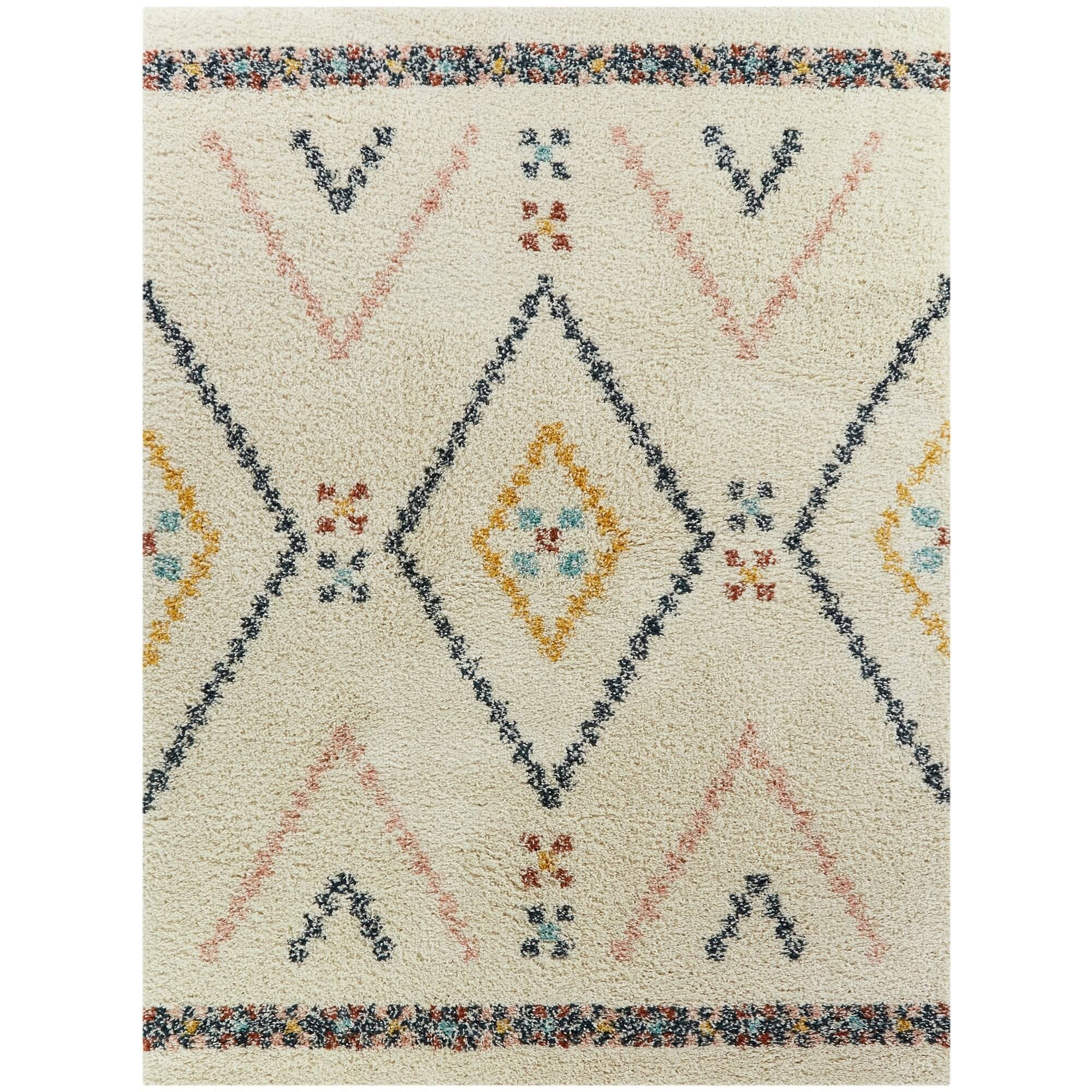 Balta Culver White 5 ft. x 7 ft. Berber Shag Area Rug