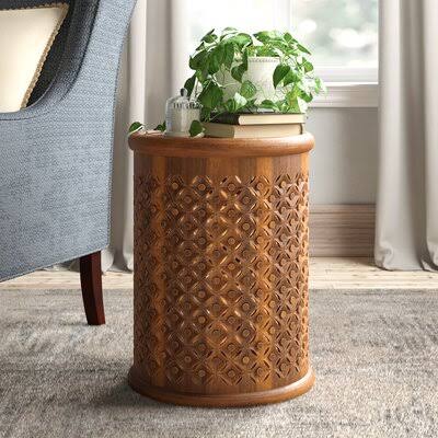 Marple Solid Wood Tray Top Drum End Table Birch Lane Color: Mango