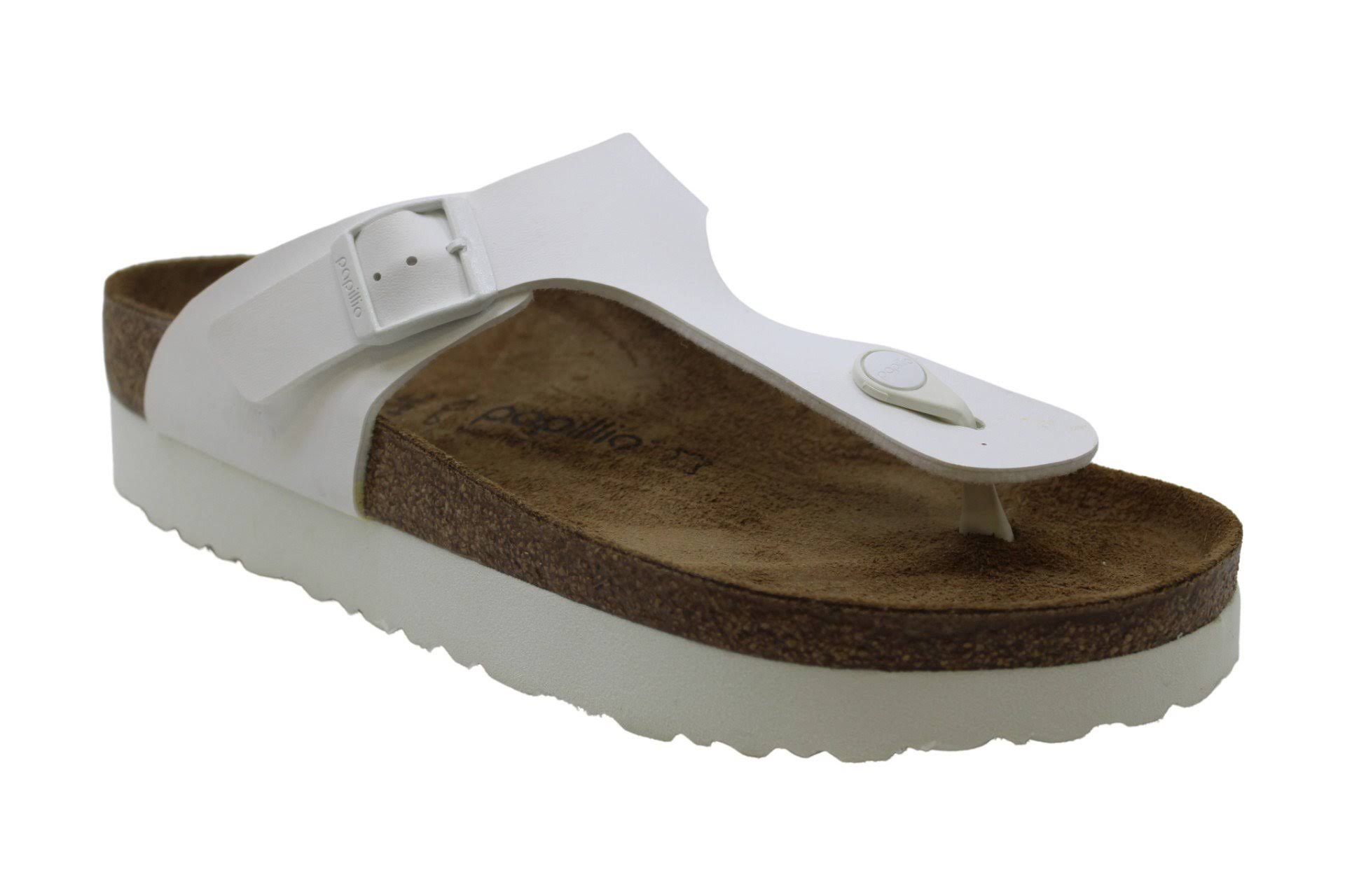Papillio Womens Gizeh Open Toe Casual T-Strap Sandals, White
