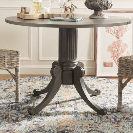 One Allium Way Albertine Drop Leaf Solid Wood Dining Table, Gray