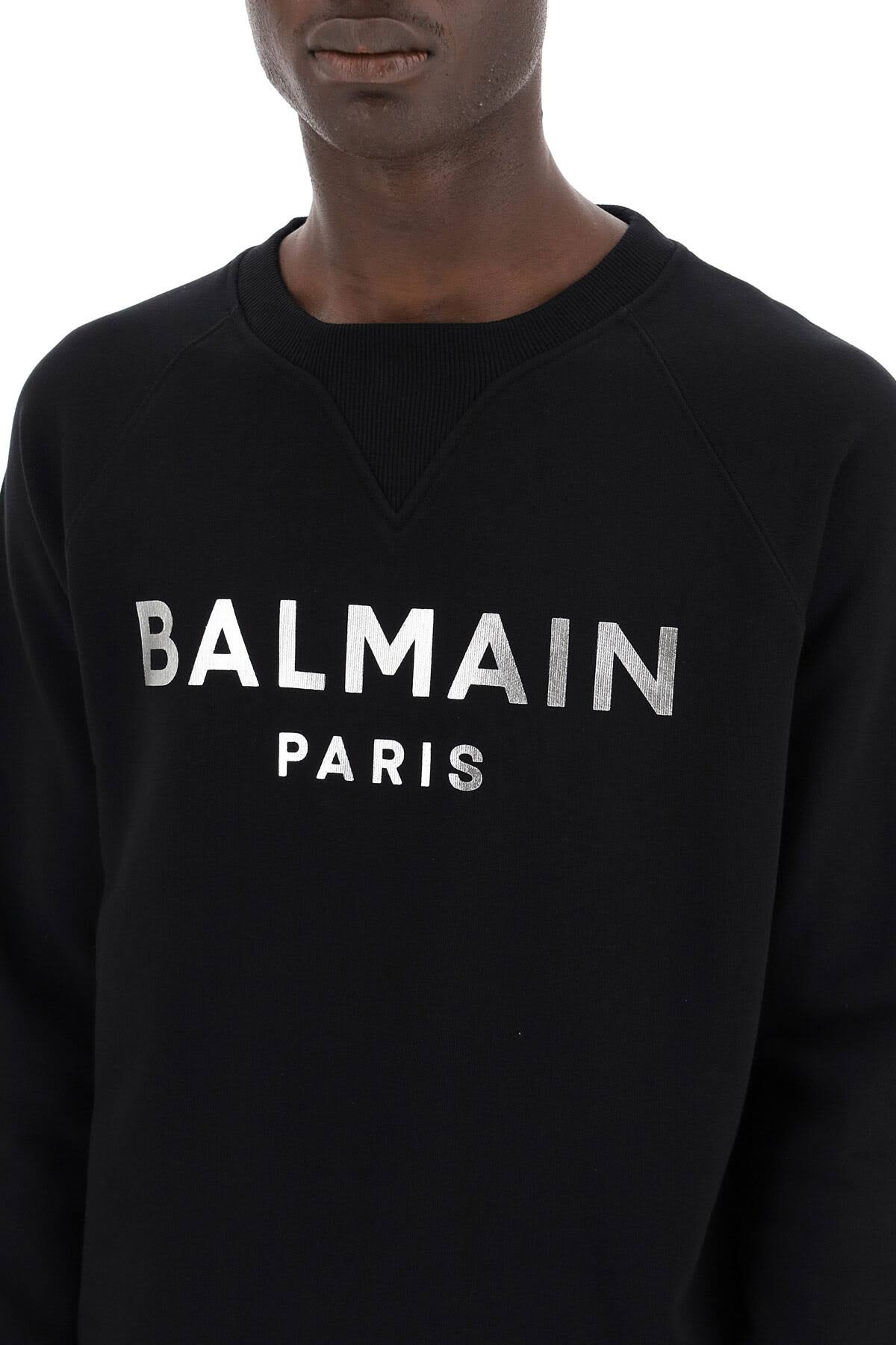 Balmain Sweatshirt with Metallic Logo Xs Black,Silver Cotton