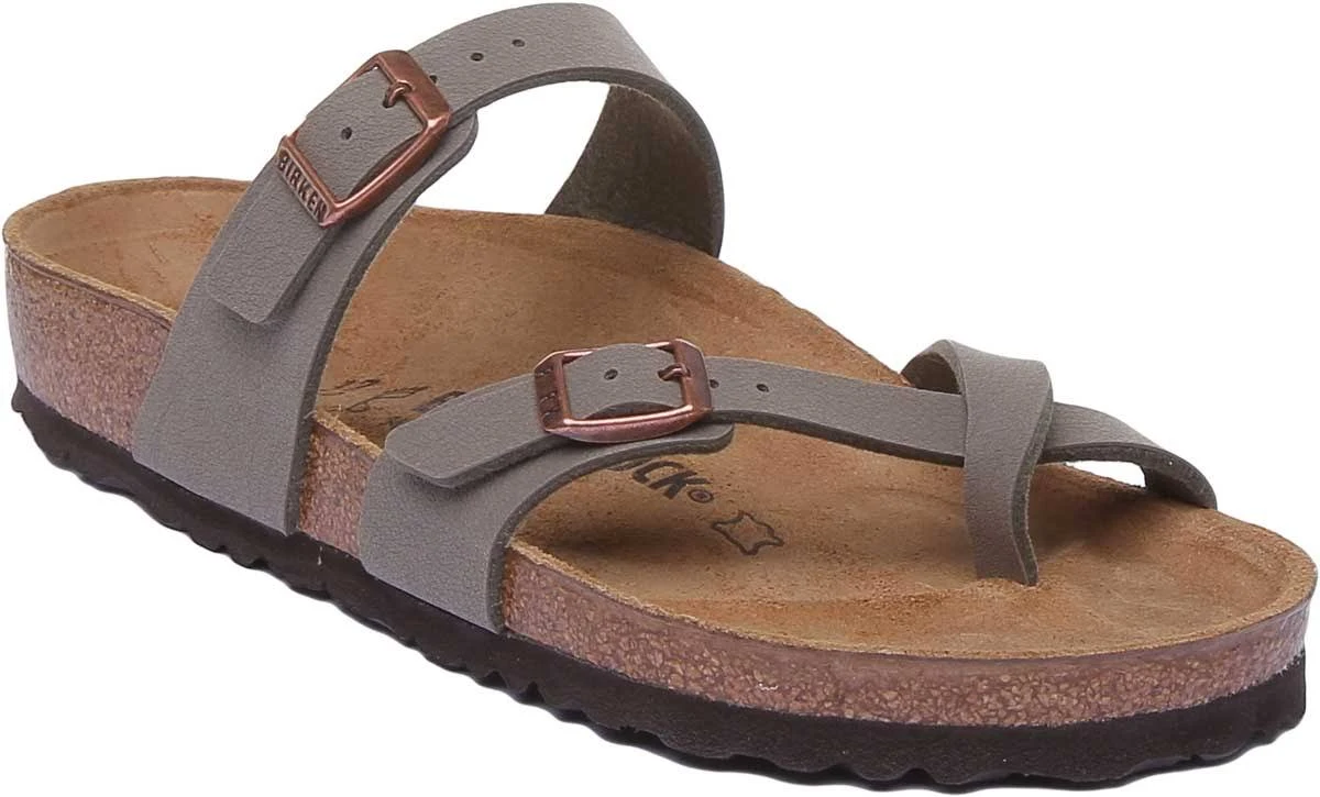 Birkenstock Mayari Birko Flor Nubuck Sandals - Stone