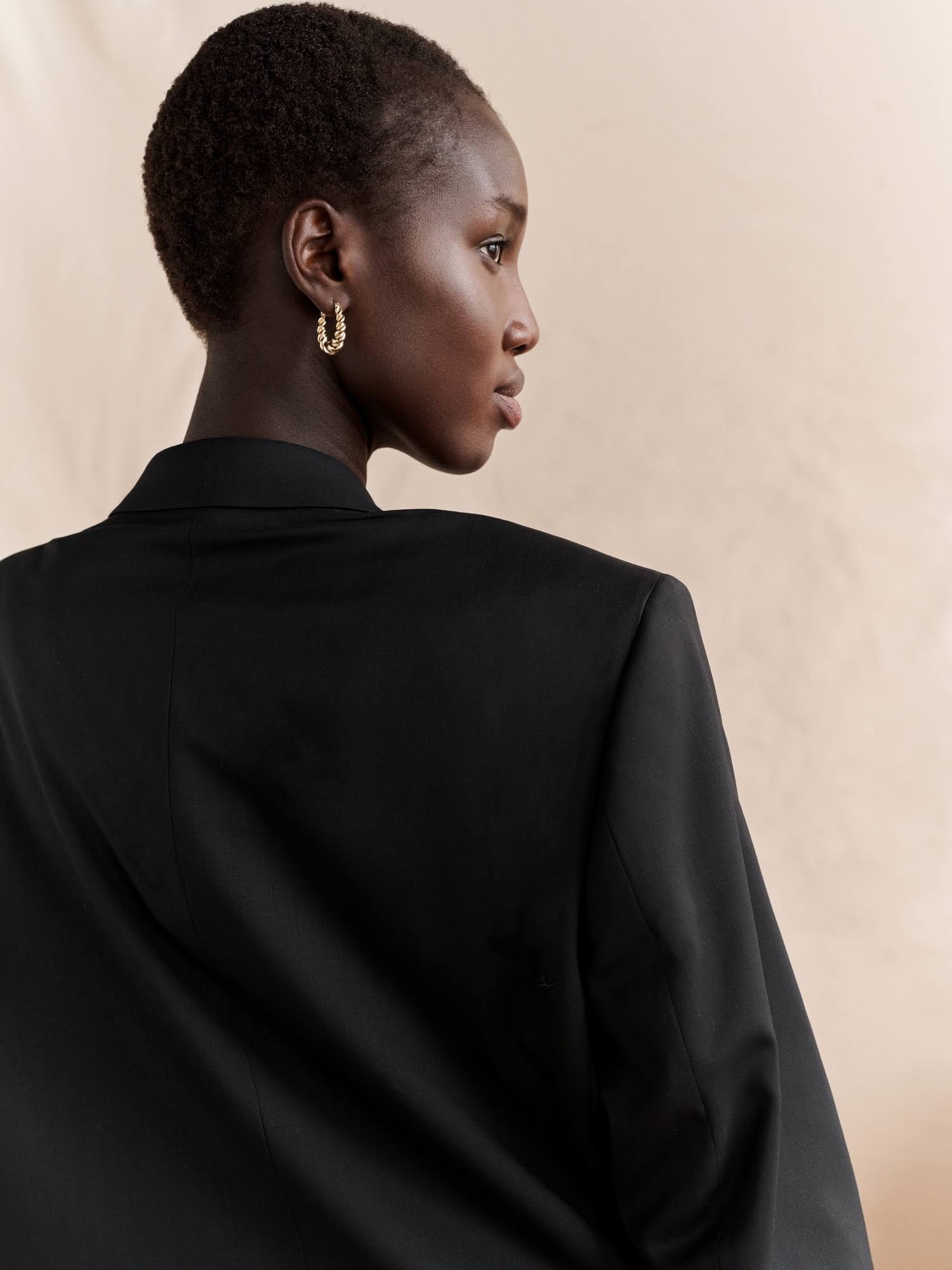 Banana Republic Women's Long & Lean-Fit Washable Wool-Blend Blazer Black Size 0