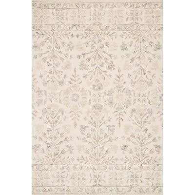 Fleshman Floral Hand Hooked Wool Ivory Area Rug Birch Lane Rug Size: Rectangle 5& x 7&6x22
