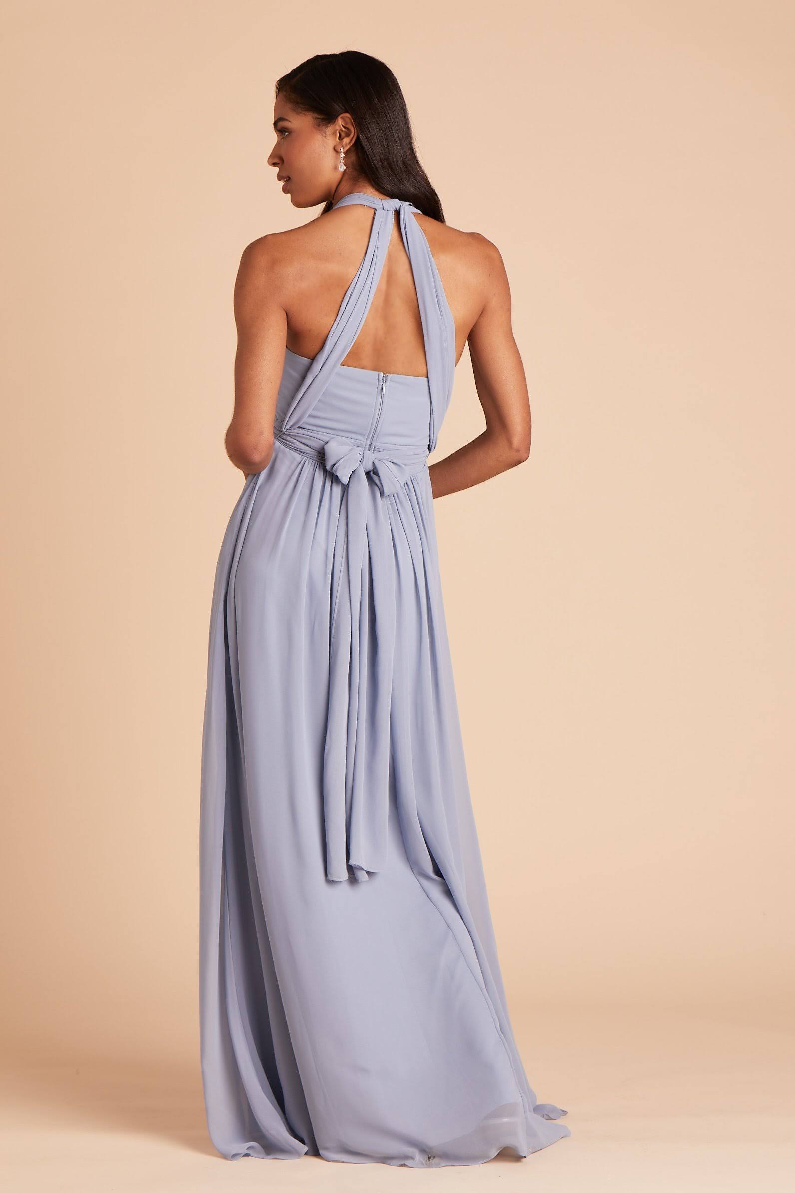 Birdy Grey Grace Convertible Chiffon Bridesmaid Dress in Dusty Blue M / Dusty Blue / No Slit